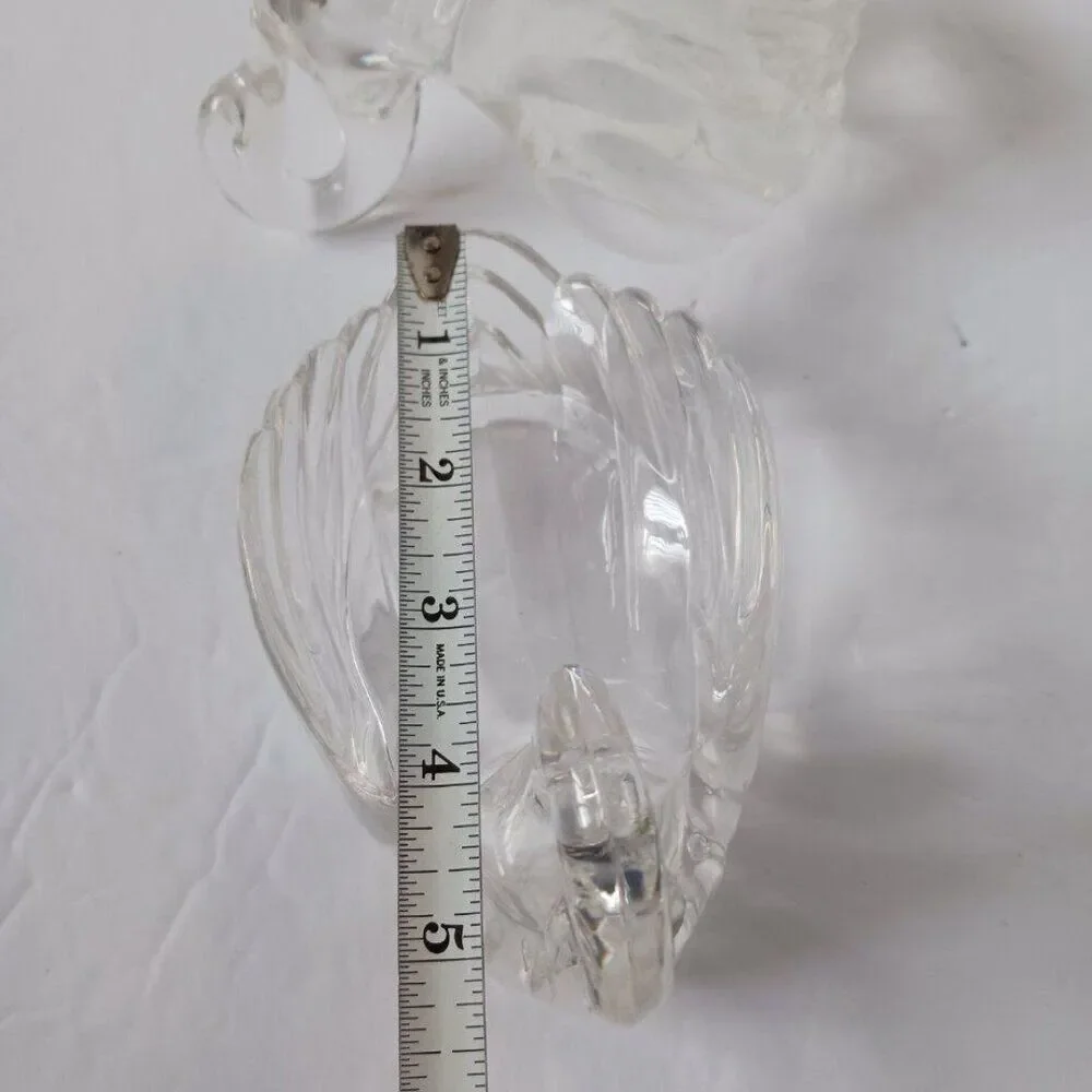 2 Vintage 70's Kitsch Clear Plastic Lucite Swan Soap Dish Trinket Holder